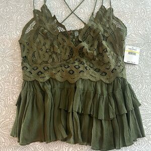 Free People Adella Cami in Olive Sparrow NWT - Medium
